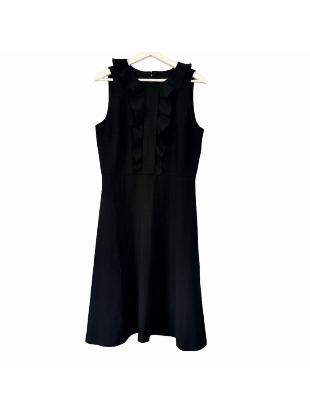 Ann Taylor NWOT Black Sleeveless Ruffle Dress Women's Size 10 Minimalist Classic